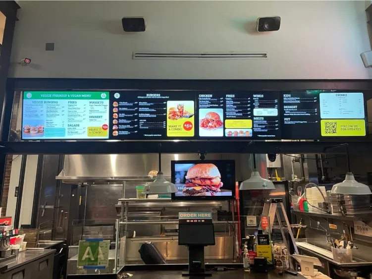 Внедрение платформы Digital Signage Декер для Burger Shop.