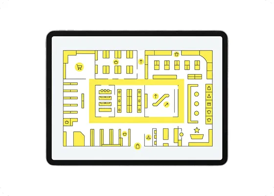 Wayfinding screen with location directions