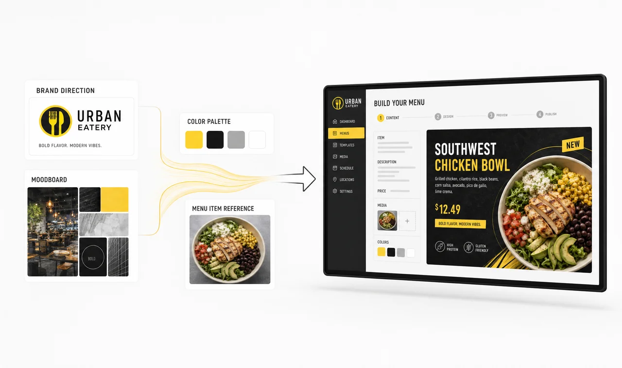 Custom digital menu board design example