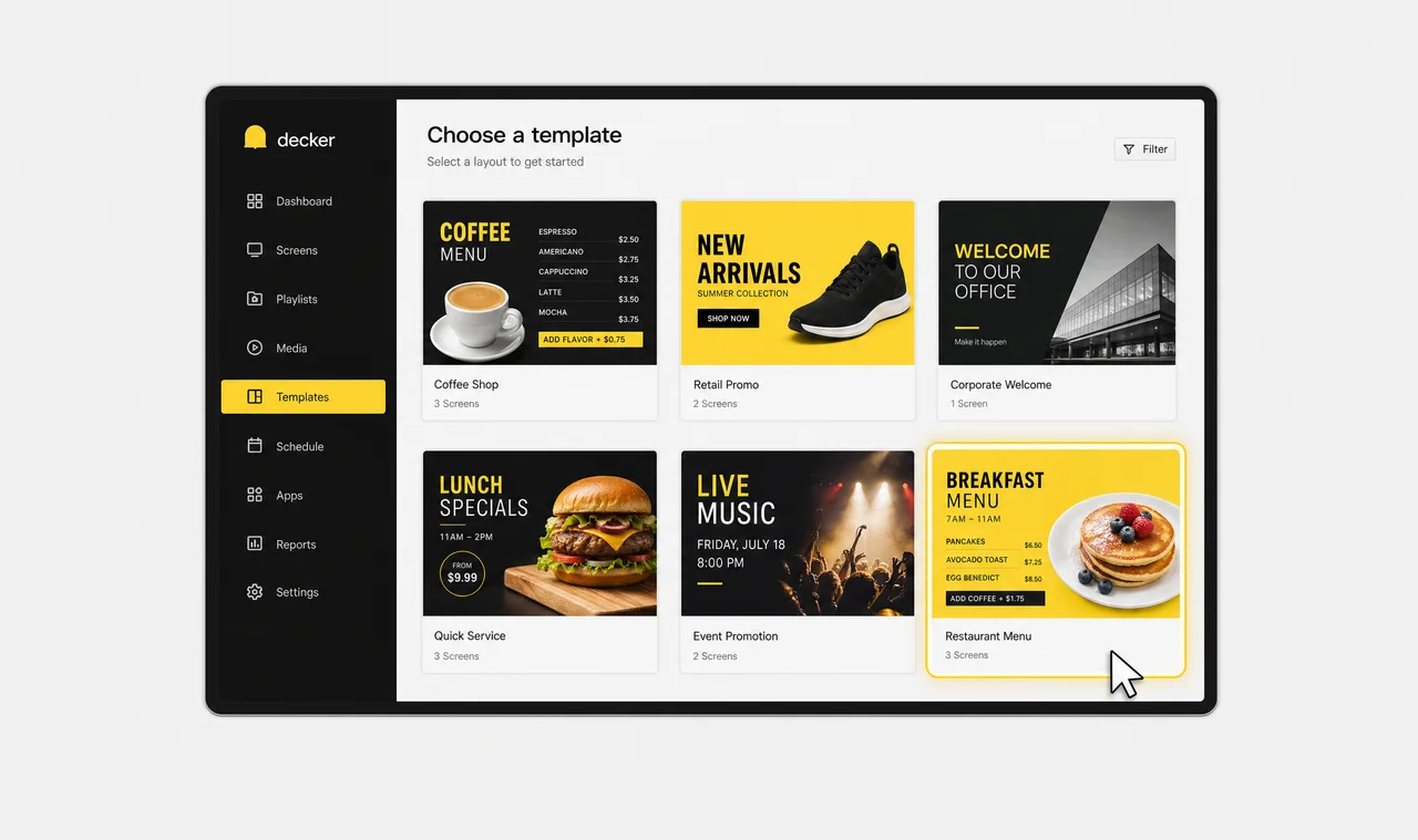 Gallery of digital menu board templates