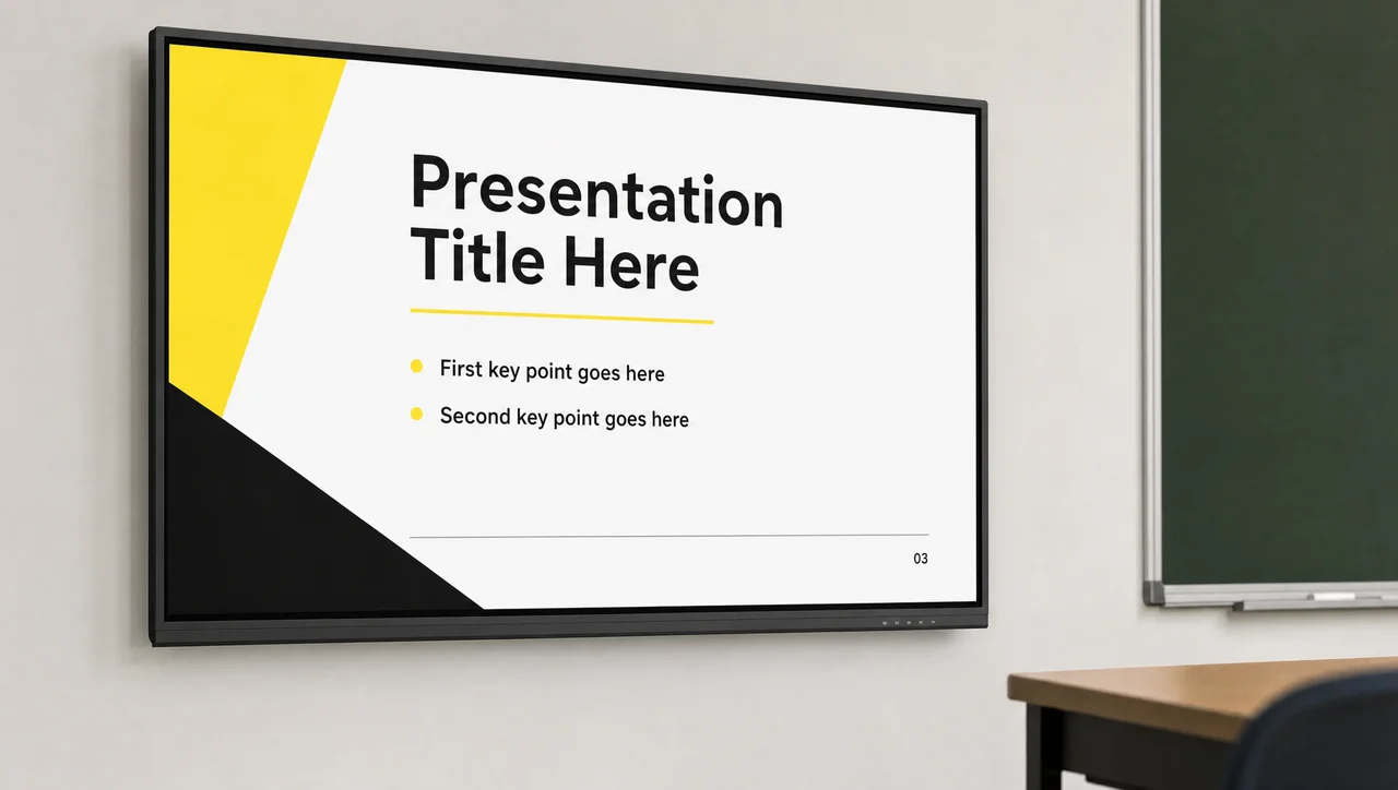 Presentation slides published from a laptop to a classroom display.