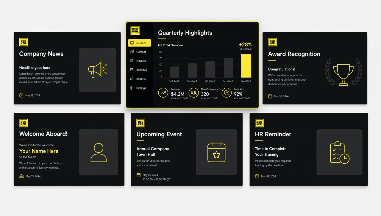 Corporate communications slide templates for company news and results