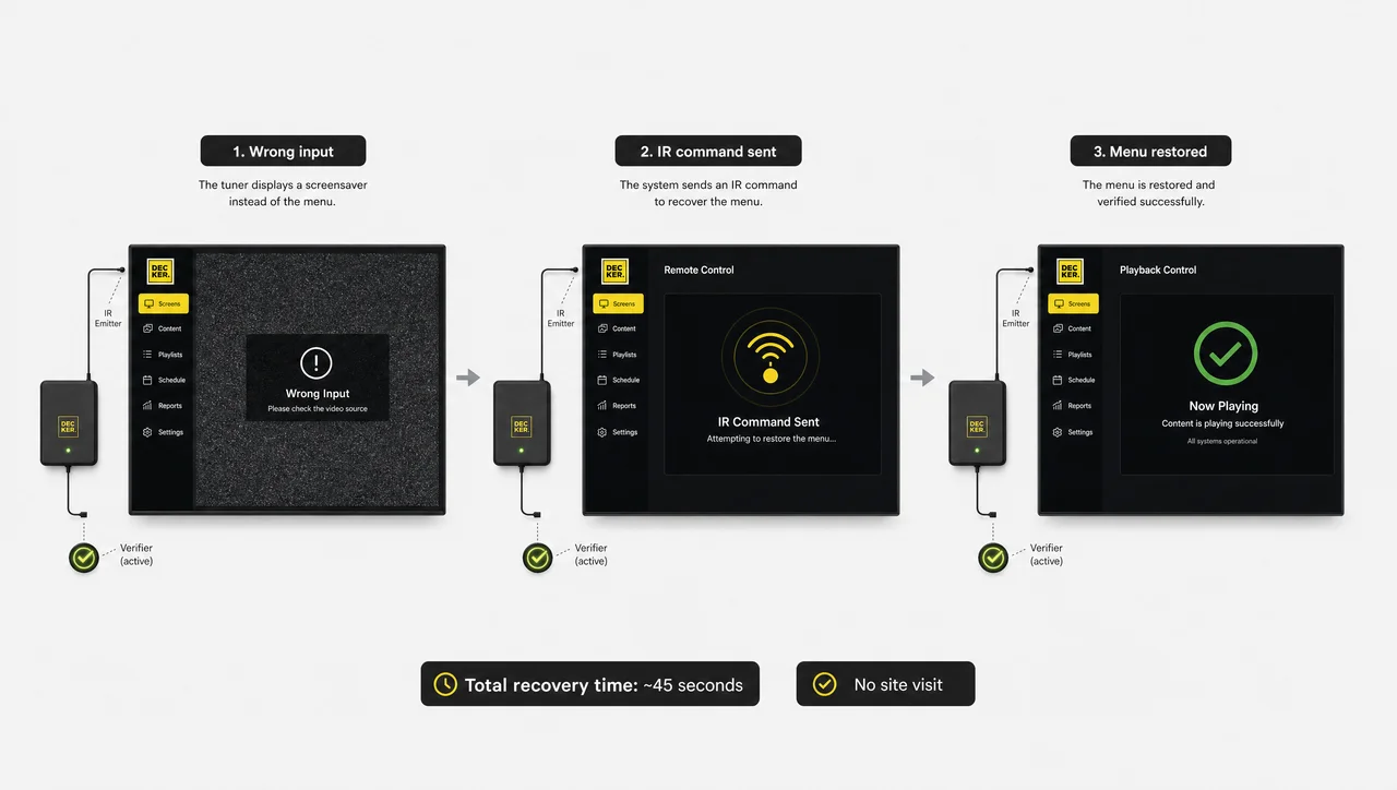 Decker digital signage platform interface and features