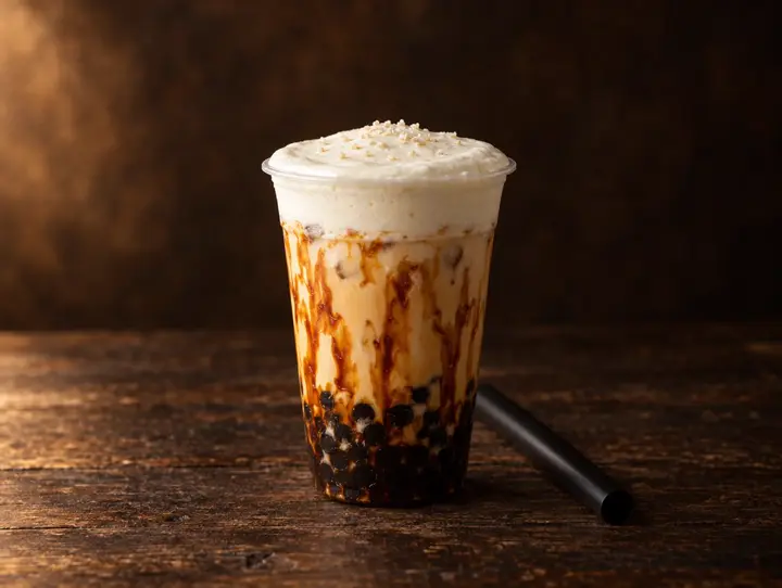 Milk tea with cheese foam