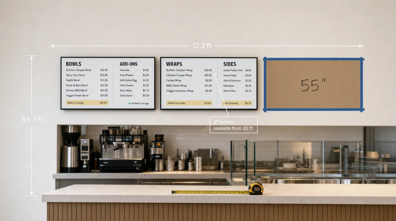 Menu Board Size: How Big, How High, and How Large the Text Should Be